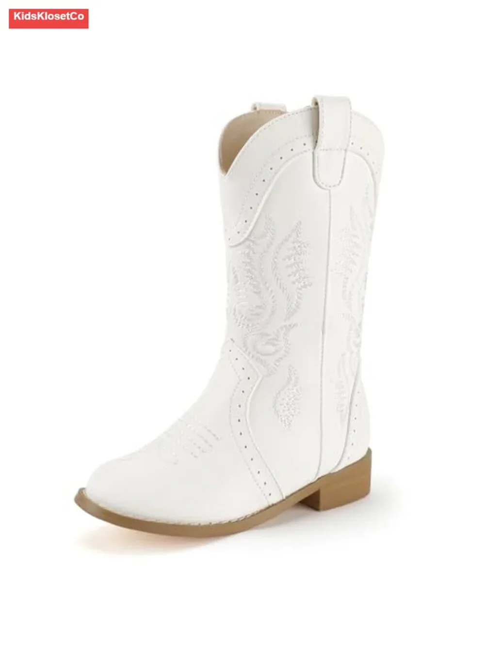 Embroidered Cowgirl Boots with Zipper, Non-Slip Sole, Mid Calf Round Toe